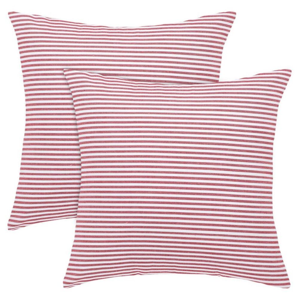 2pcs Striped Lumbar Throw Pillow Cover Decorative Cushion Covers Red and White